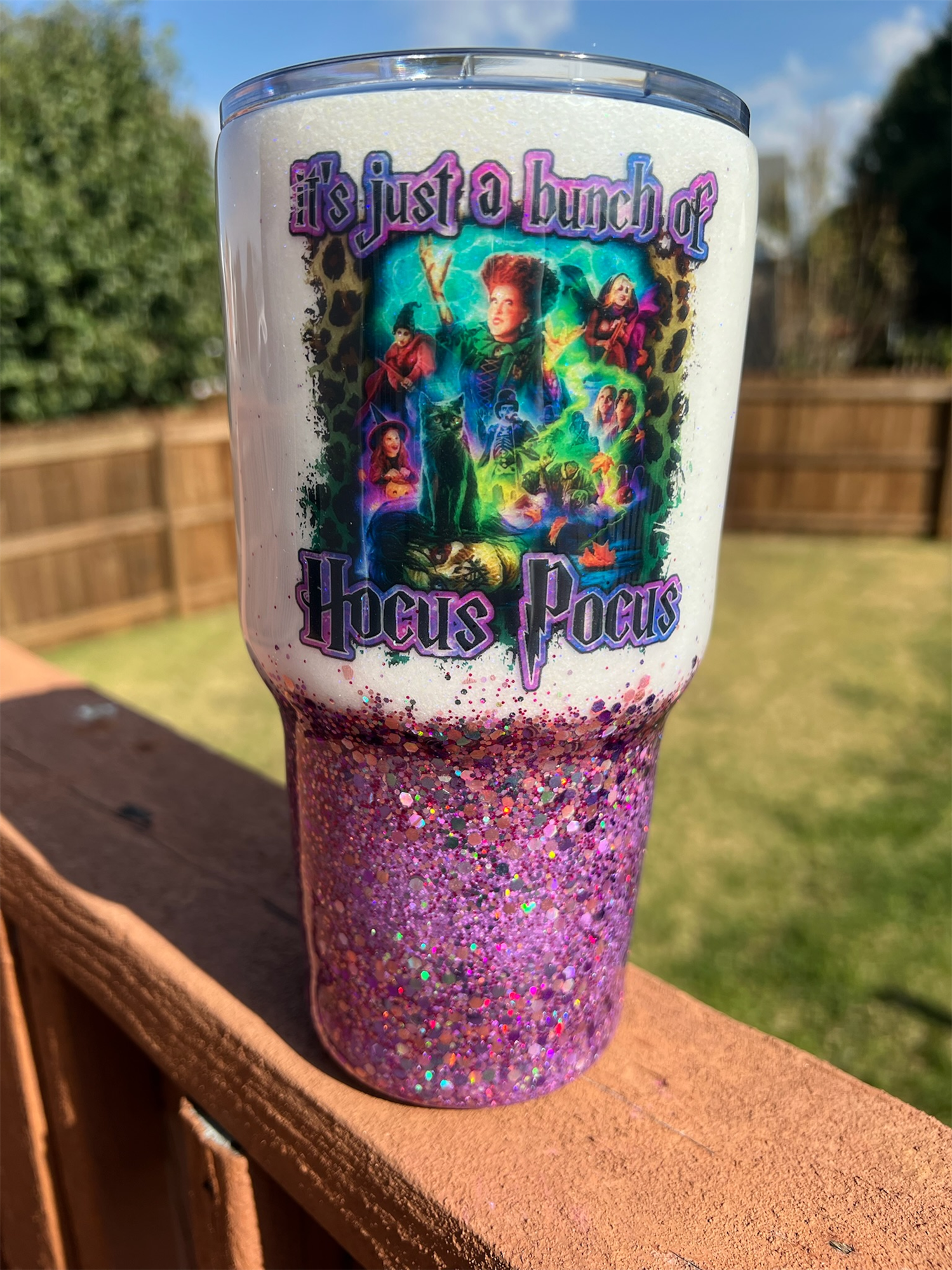 Hocus Pocus Halloween glitter tumbler
