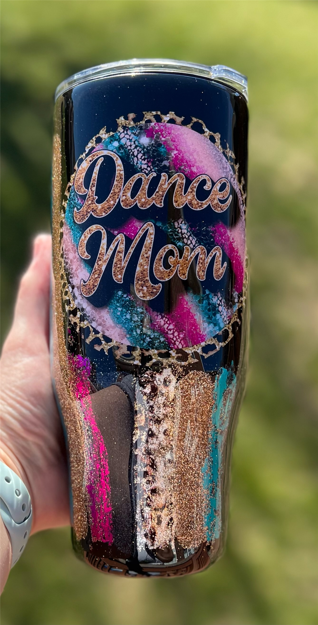 Dance Mom colorful glitter tumbler