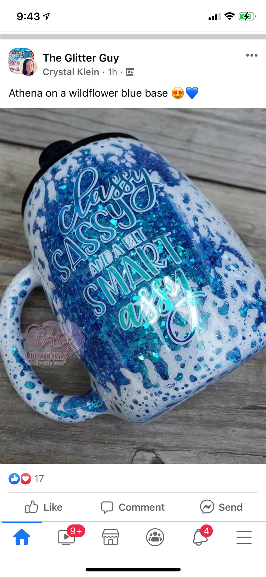 Classy Sassy blue glitter mug
